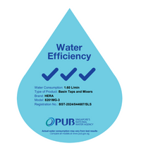 PUB water efficiency label for shower