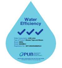 PUB water efficiency label for shower