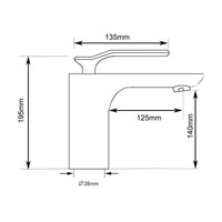 Dimensions for HERA Single-lever Basin Mixer Tap 8101 Matt Black