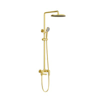 HERA Rainshower System with Single-lever Shower Mixer Set 8203 Matt Gold | Round Rain Shower Head